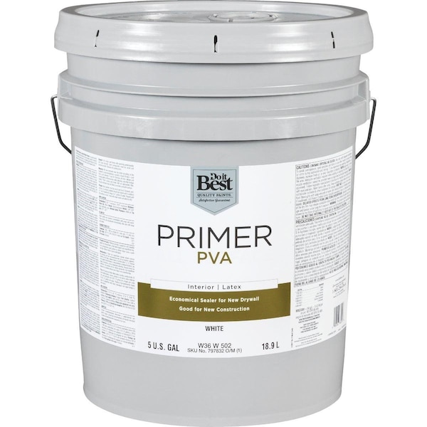 All-Source PVA Interior Latex Drywall Primer, White, 5 Gal. W36W00502-20 - main